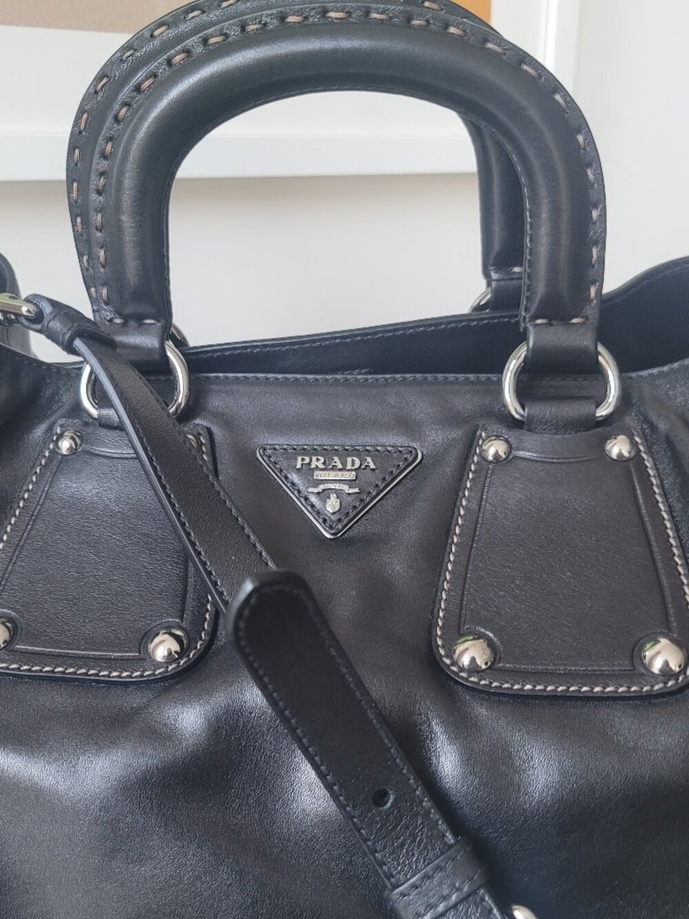 PRADA Soft Calf Leather Black  Crossbody Bag - Picture 6 of 15